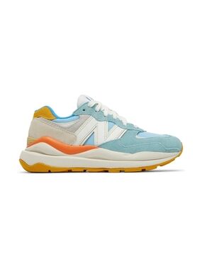 New Balance Women's Light Blue White Orange Yellow Suede Athletic Sneakers